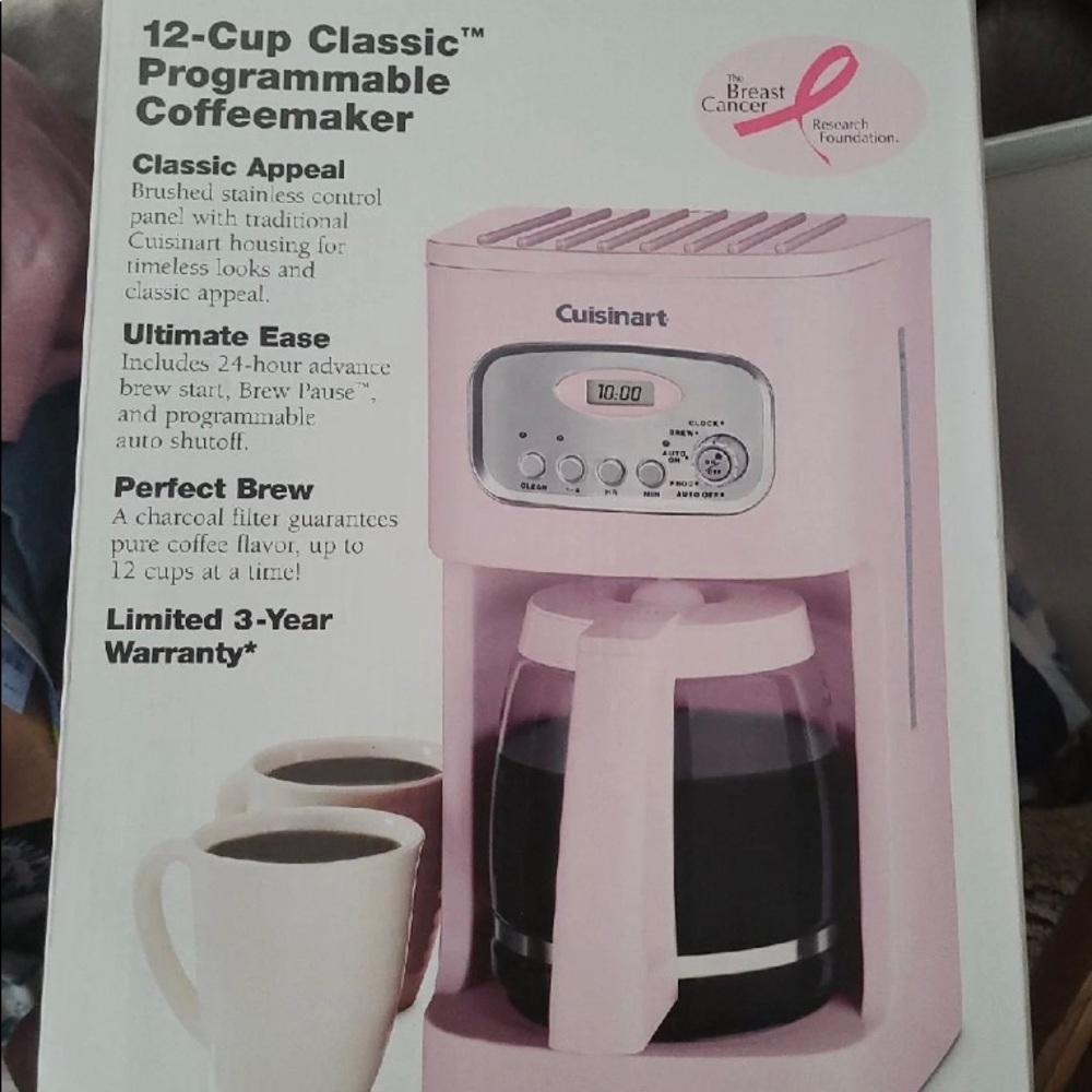 Brand new Cuisinart pink coffee maker coffee pot purchased never used very rare